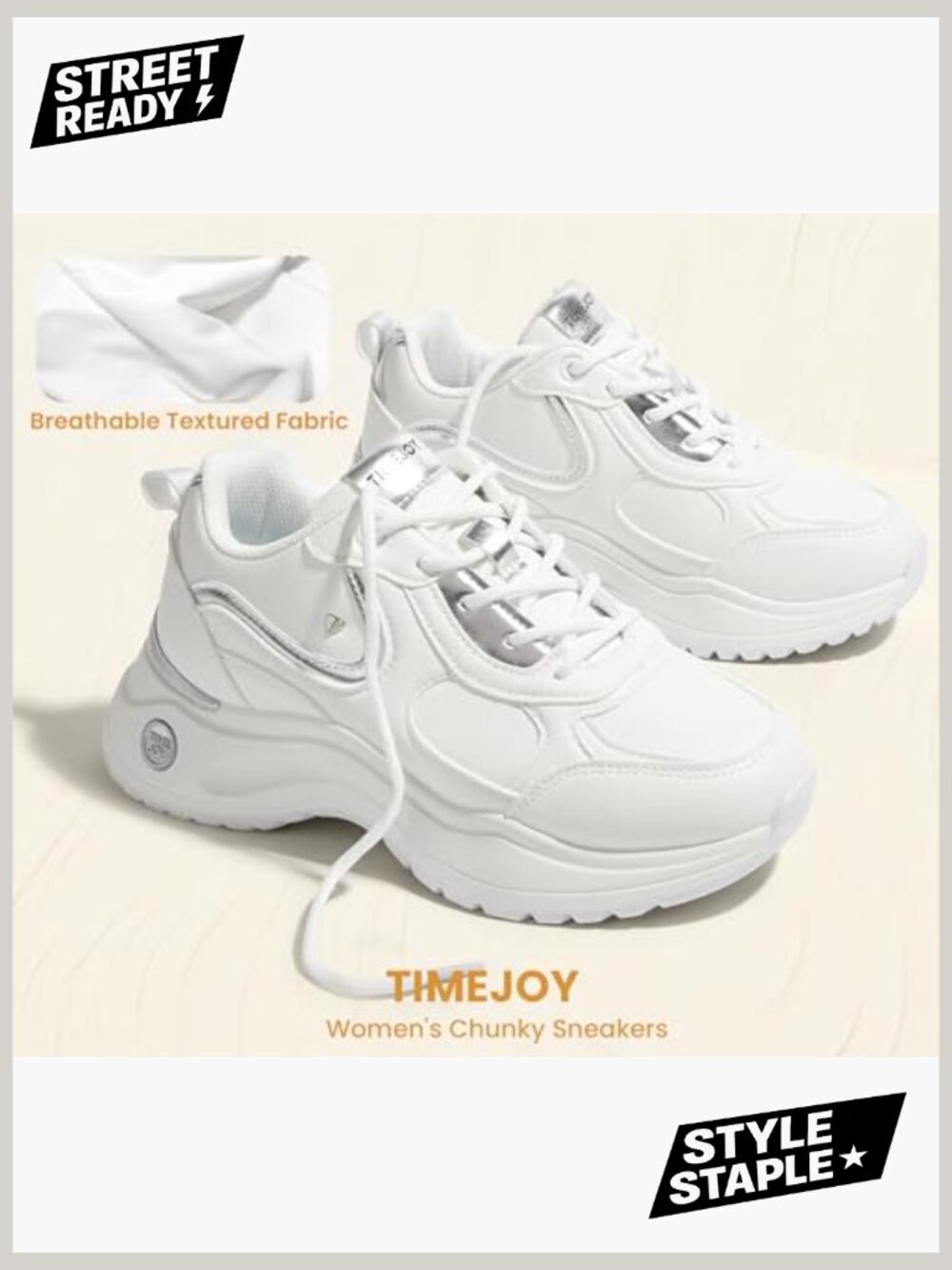Chunky Platform Sneakers Non-Slip Lace-Up Cushion Walking Casual Work - Picture 4 of 7